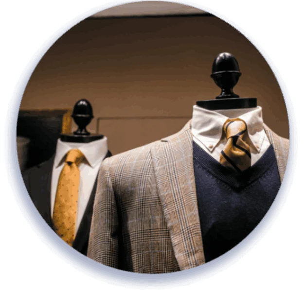 Stylish mannequin wearing a suit and tie, ideal for presenting professional attire.